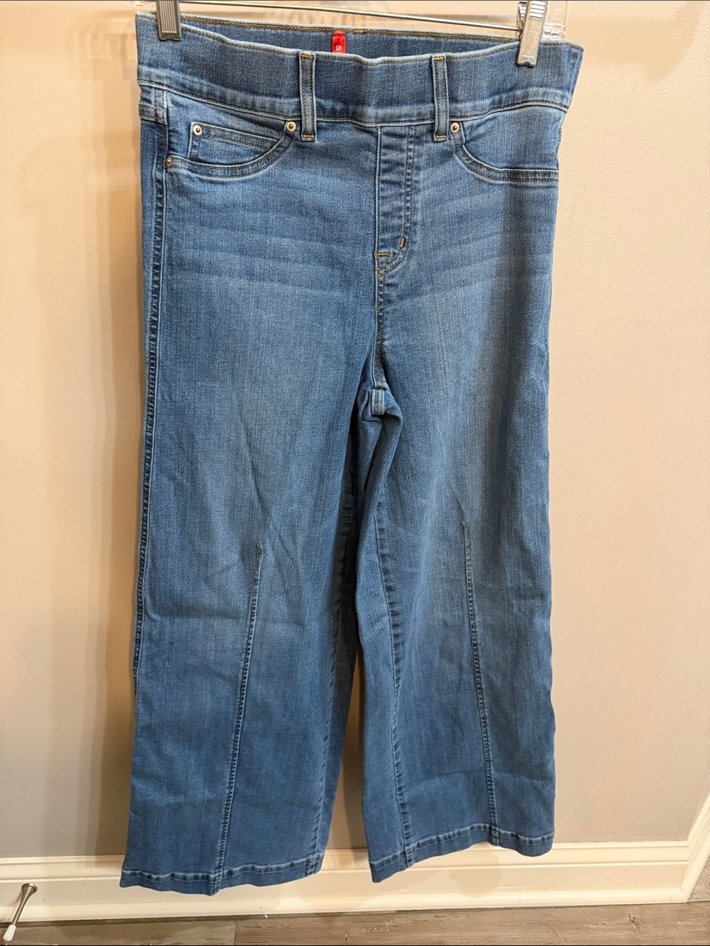 SPANX Men's Bootcut Jeans in Light Blue Denim